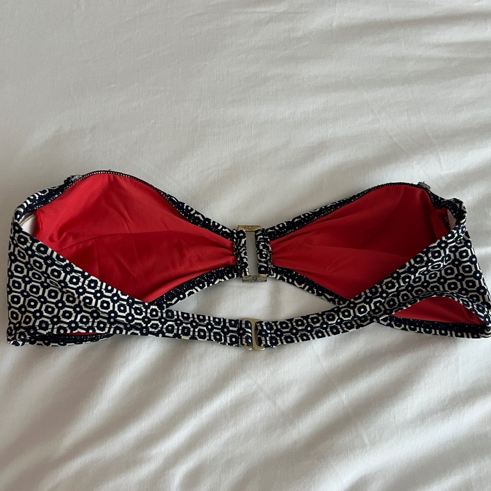 TORY BURCH top bandeau bikini top size M Navy & white - Picture 8 of 9